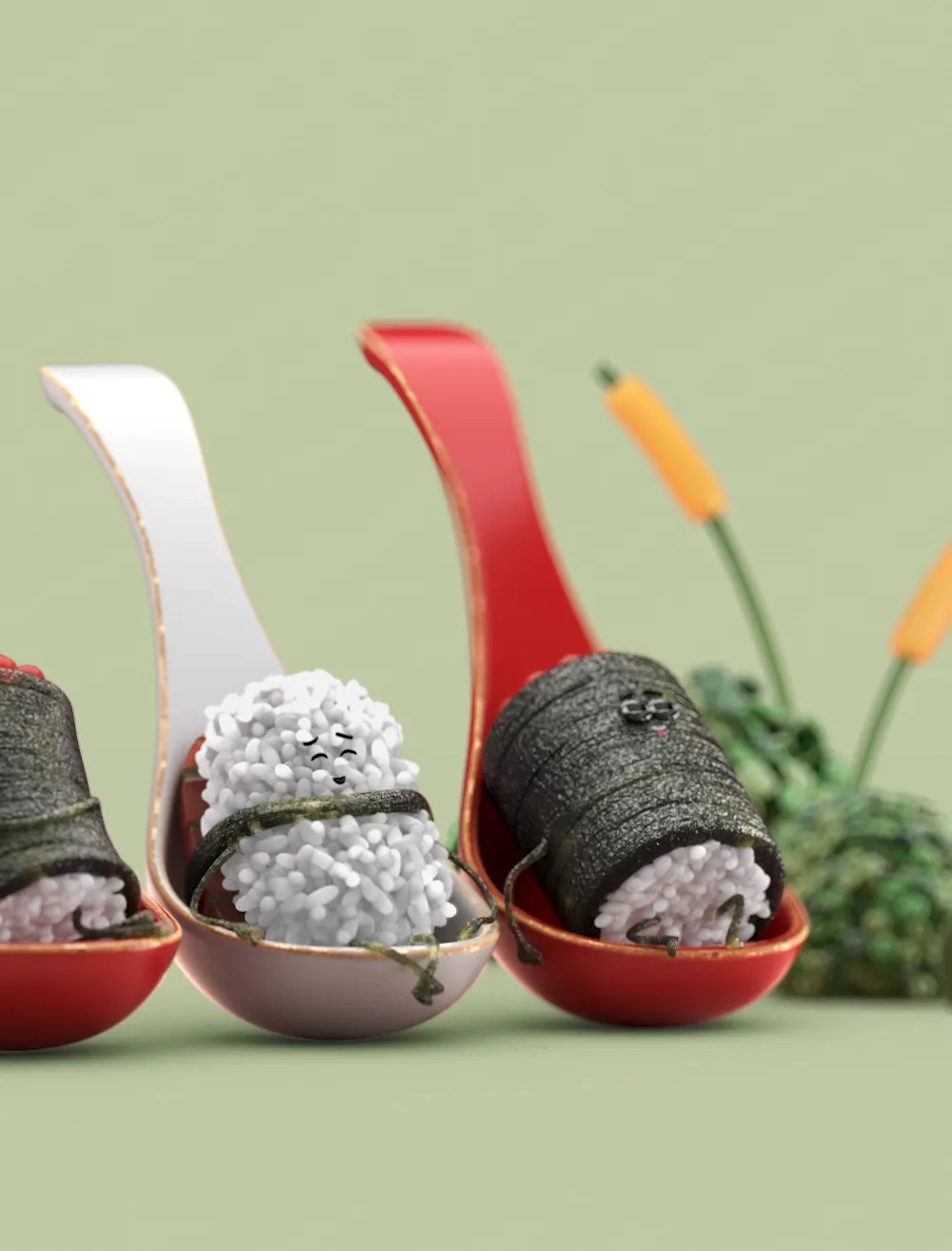 Playful 3D food characters nestled in colorful bowls, surrounded by whimsical edible-inspired elements, created for Jahez World, a cinematic animation for Saudi Arabia's food delivery platform Jahez.