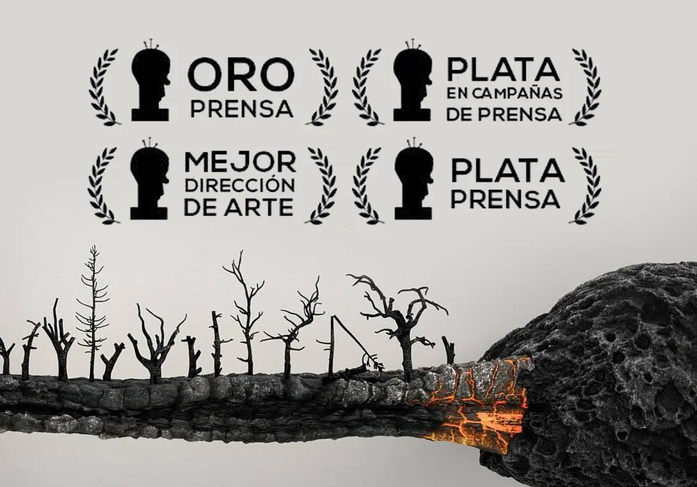 About_Still15B Awards artwork highlighting Gold, Silver and Best Art Direction honors for the Forest Fires campaign.